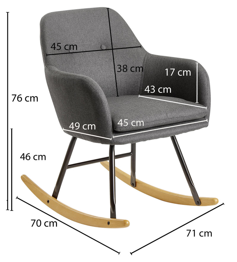 WOHNLING Schaukelstuhl 100% Polyester dunkelgrau