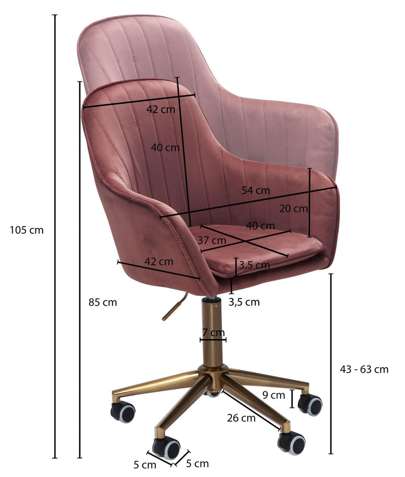 AMSTYLE Drehstuhl SPM1.431 Samt Rosa