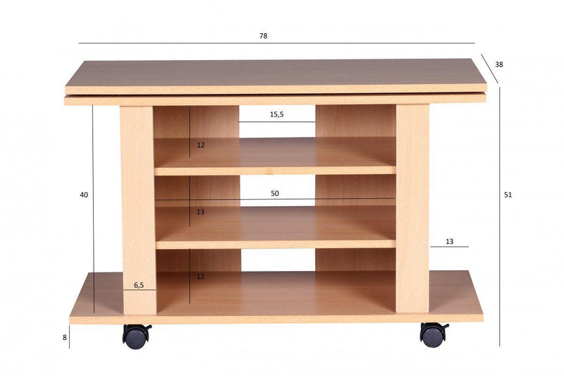 WOHNLING Bürowagen 75,0 x 38,0 x 51,0 cm buche