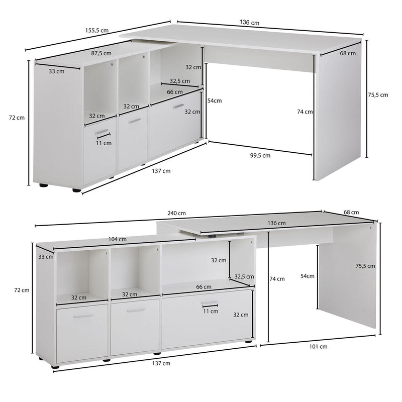 WOHNLING Schreibtisch WL5.313 weiß