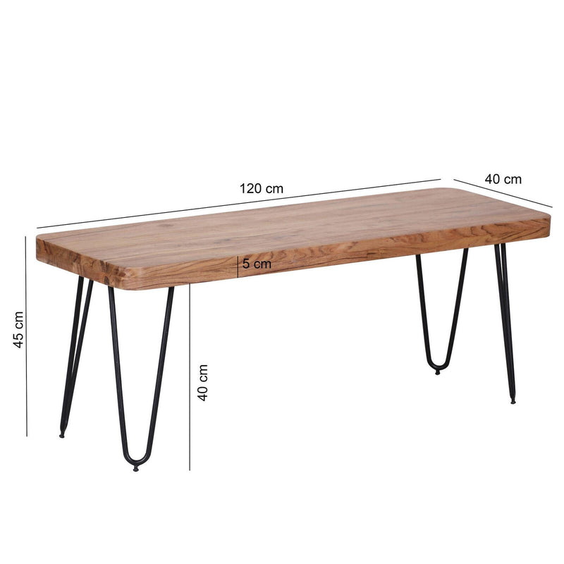 WOHNLING Sitzbank BAGLI 120 cm Akazie