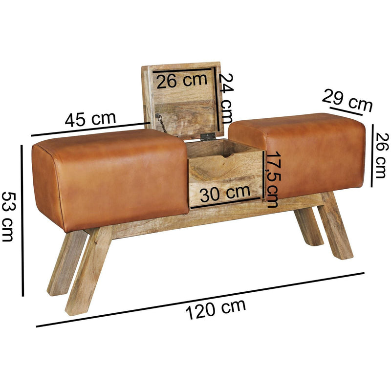 WOHNLING Sitzbank Turnbock 120 cm braun