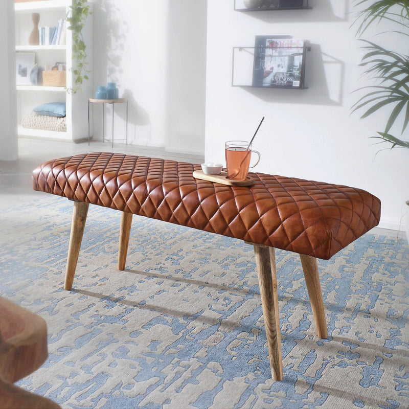 WOHNLING Sitzbank 115 cm Echtleder