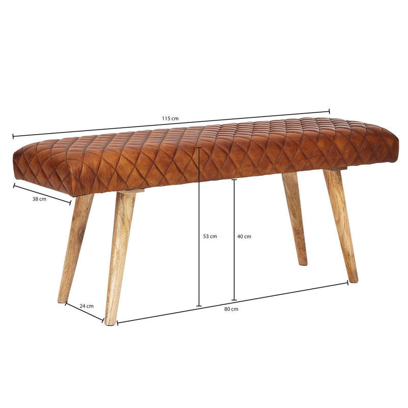 WOHNLING Sitzbank 115 cm Echtleder