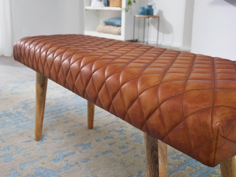 WOHNLING Sitzbank 115 cm Echtleder