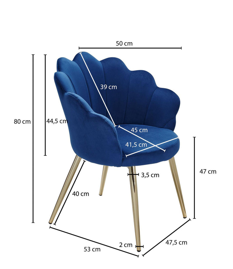WOHNLING Esszimmerstuhl WL6.285 Tulpe Samt blau