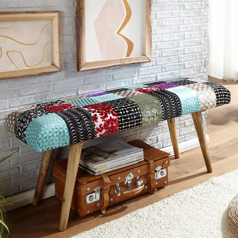 WOHNLING Sitzbank Patchwork Samt