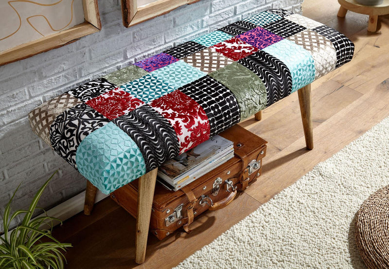 WOHNLING Sitzbank Patchwork Samt