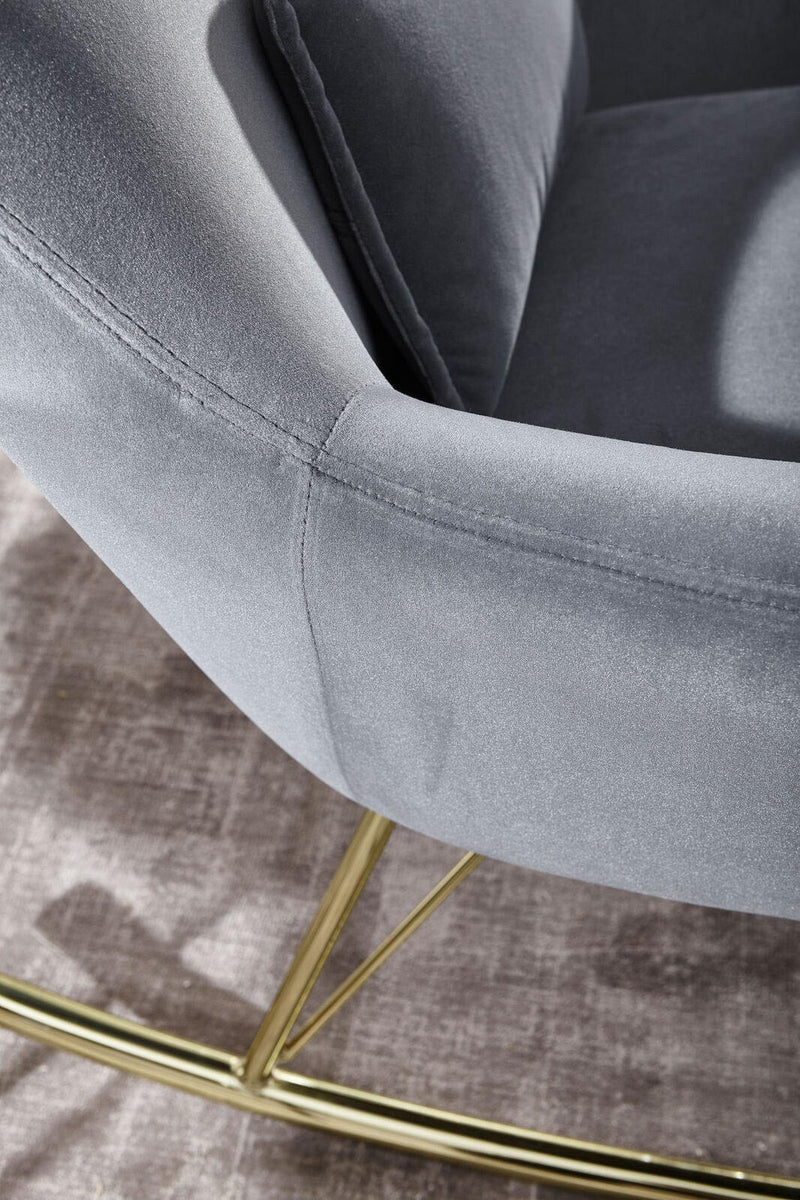 WOHNLING Schaukelstuhl 100% Polyester (Samt) dunkelgrau
