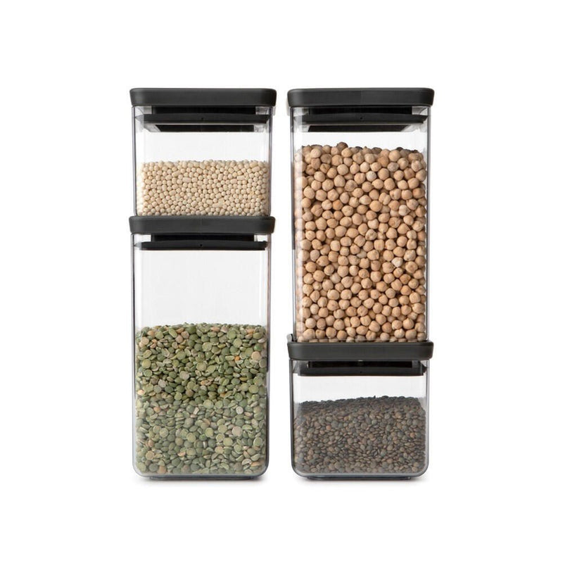 brabantia Vorratsdosen-Set 2x 0,7/2x 1,6 l transparent, schwarz