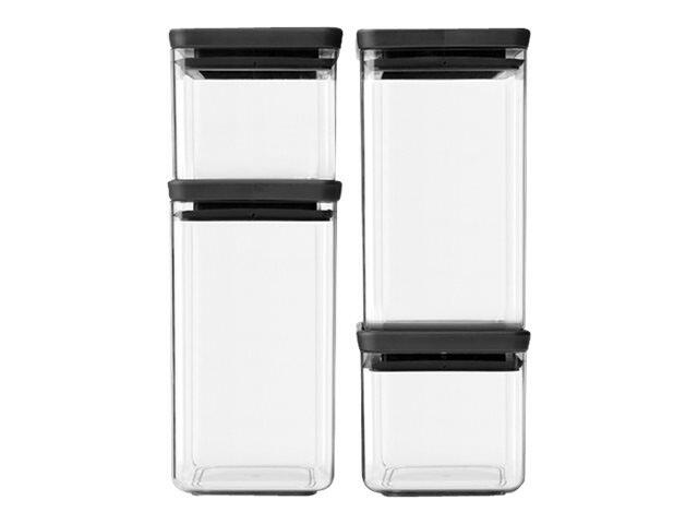 brabantia Vorratsdosen-Set 2x 0,7/2x 1,6 l transparent, schwarz