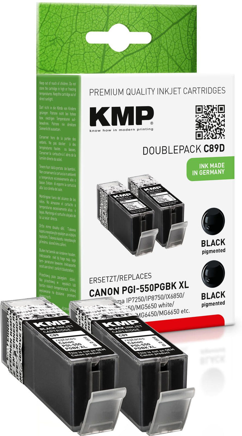 KMP Druckerpatronen C89D schwarz kompatibel zu Canon 2x PGI-550 XL PGBK