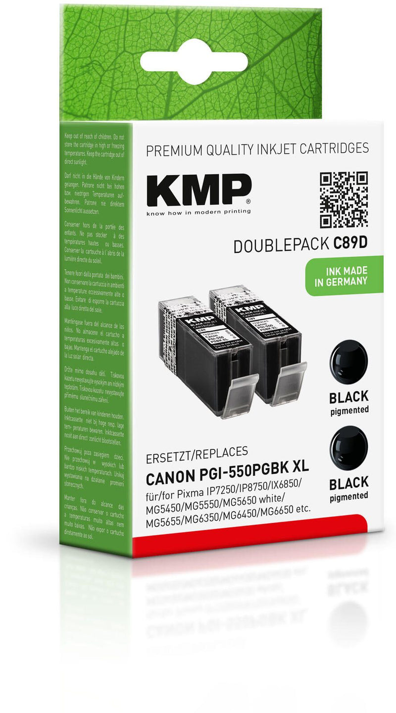 KMP Druckerpatronen C89D schwarz kompatibel zu Canon 2x PGI-550 XL PGBK
