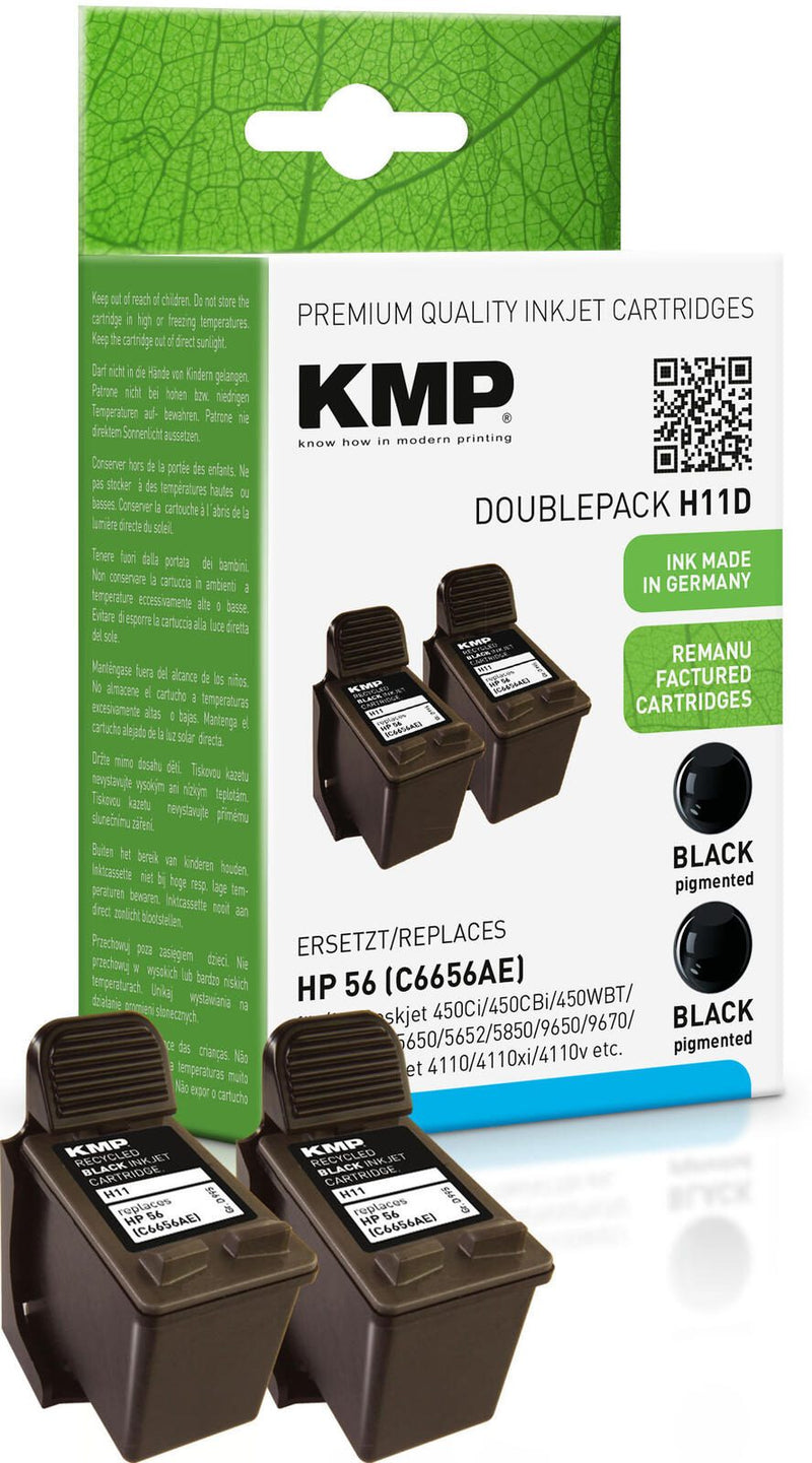 KMP Druckerpatronen H11D schwarz kompatibel zu HP 2x 56 (C9502AE)