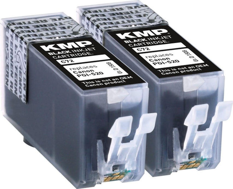 KMP Druckerpatronen C72D schwarz kompatibel zu Canon 2x PGI-520, 2er-Set