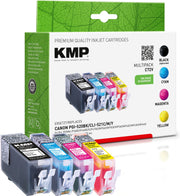 KMP Druckerpatronen C72V schwarz, cyan, magenta, gelb kompatibel zu Canon PGI-520 BK, CLI-521 C/M/Y, 4er-Set