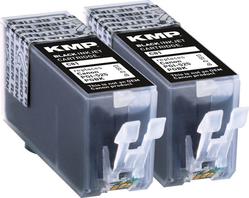 KMP Druckerpatronen C81D schwarz kompatibel zu Canon PGI-525 BK Twinpack, 2er-Set