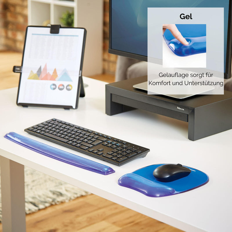 Fellowes Mousepad mit Handgelenkauflage Crystals Gel blau