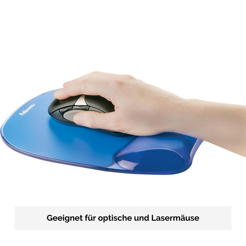 Fellowes Mousepad mit Handgelenkauflage Crystals Gel blau