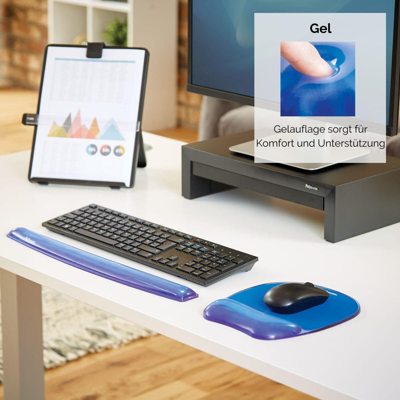 Fellowes Tastatur-Handballenauflage Crystals Gel blau