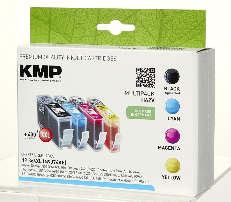 KMP Druckerpatronen H62V schwarz, cyan, magenta, gelb kompatibel zu HP 364XL (N9J74AE), 4er-Set