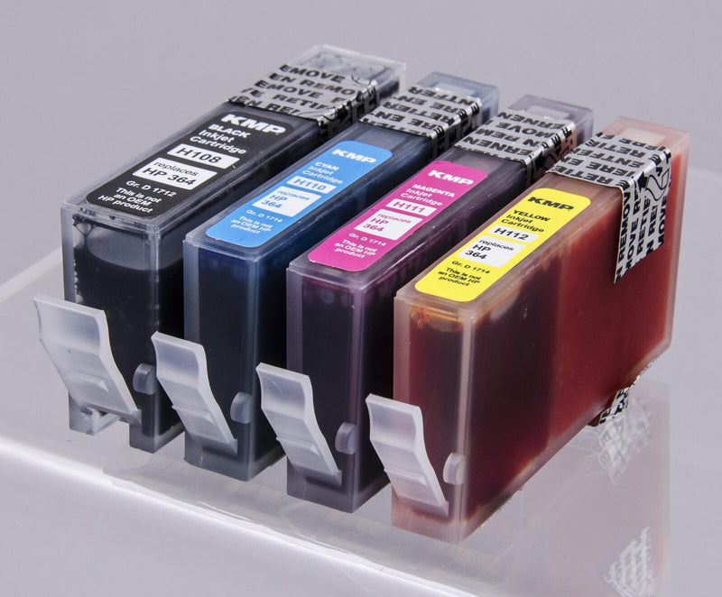 KMP Druckerpatronen H108V schwarz, cyan, magenta, gelb kompatibel zu HP 364 (N9J73AE), 4er-Set