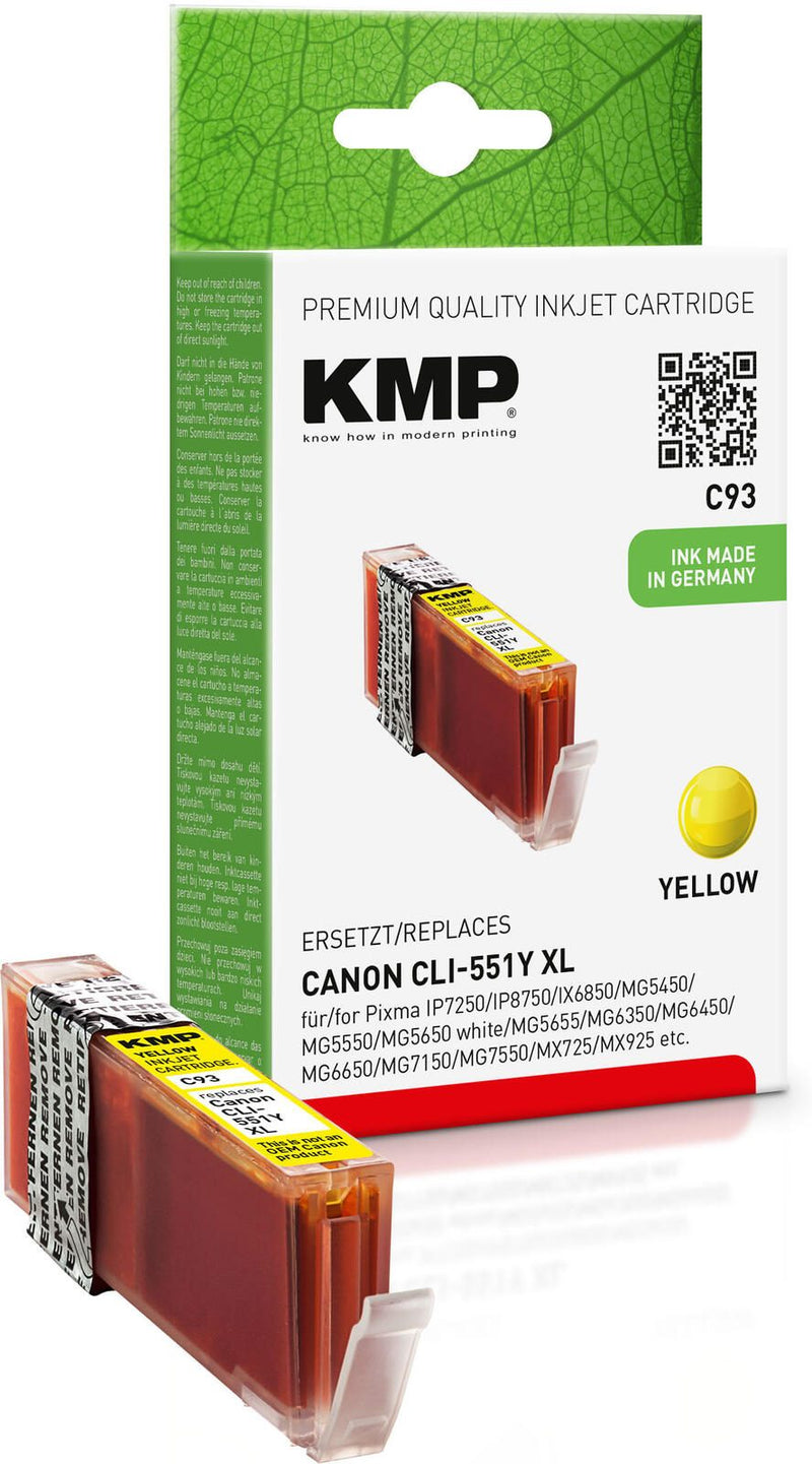 KMP Druckerpatrone C93 gelb kompatibel zu Canon CLI-551 XL Y