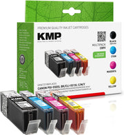 KMP Druckerpatronen C89V schwarz, cyan, magenta, gelb kompatibel zu Canon PGI-550 XL BK, CLI-551 XL C/M/Y, 4er-Set