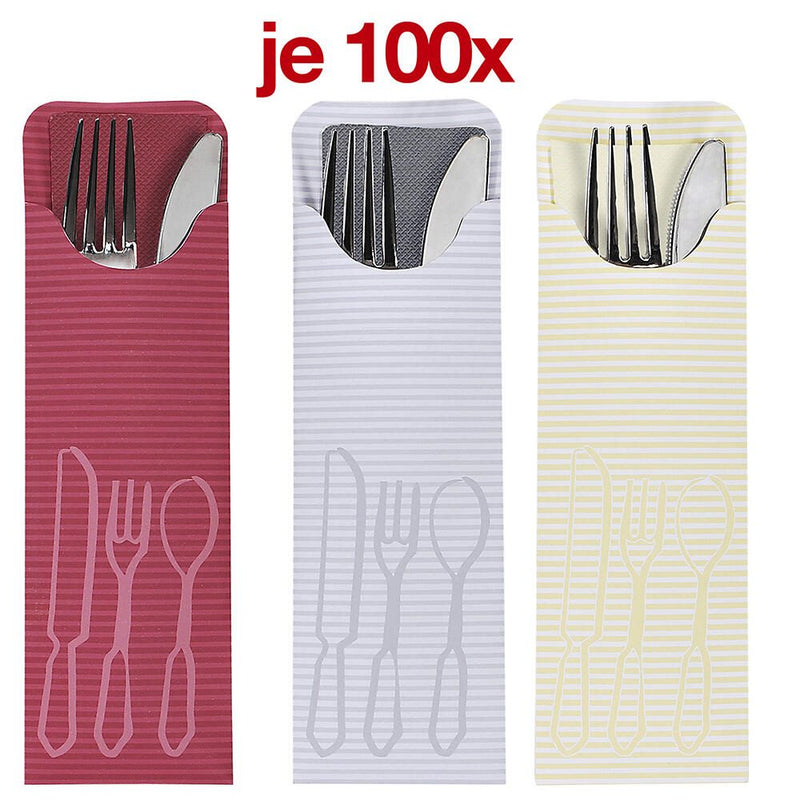 PAPSTAR Bestecktaschen 7,3 x 23,5 cm creme