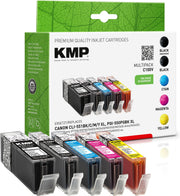 KMP Druckerpatronen C100V pigmentschwarz, schwarz, cyan, magenta, gelb kompatibel zu Canon PGI-550 XL BK, CLI-551 XL BK/