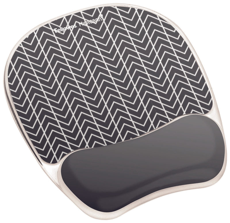 Fellowes Mousepad mit Handgelenkauflage Photo Gel Zick-Zack schwarz, weiß