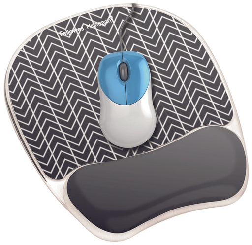 Fellowes Mousepad mit Handgelenkauflage Photo Gel Zick-Zack schwarz, weiß