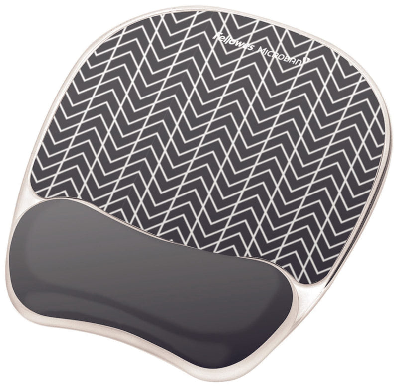 Fellowes Mousepad mit Handgelenkauflage Photo Gel Zick-Zack schwarz, weiß