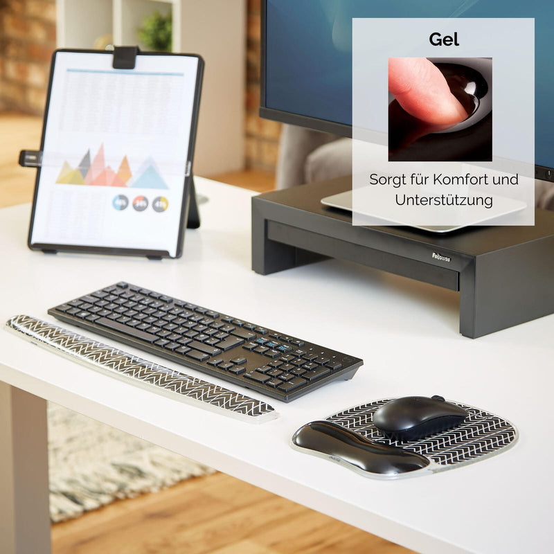 Fellowes Mousepad mit Handgelenkauflage Photo Gel Zick-Zack schwarz, weiß