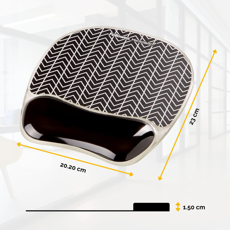 Fellowes Mousepad mit Handgelenkauflage Photo Gel Zick-Zack schwarz, weiß
