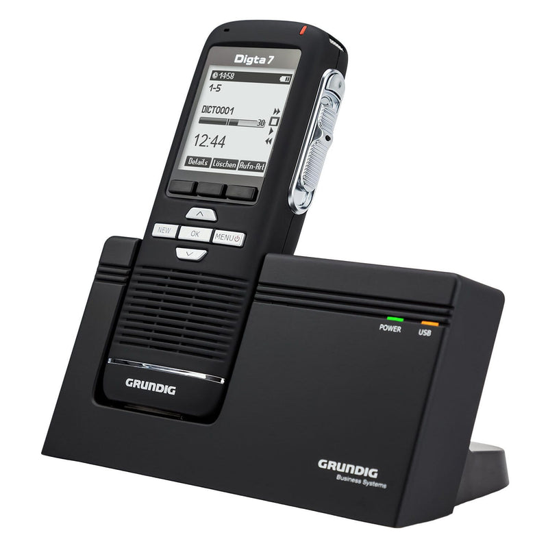 GRUNDIG Digta 7 Premium Set mit DigtaSoft One Software digitales Diktiergerät-Set 2 GB