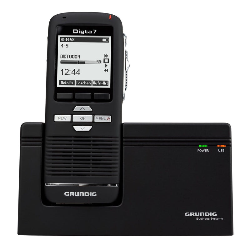 GRUNDIG Digta 7 Premium Set mit DigtaSoft One Software digitales Diktiergerät-Set 2 GB