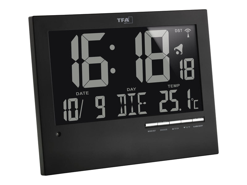 TFA® digitale Funkwanduhr 60.4508 schwarz