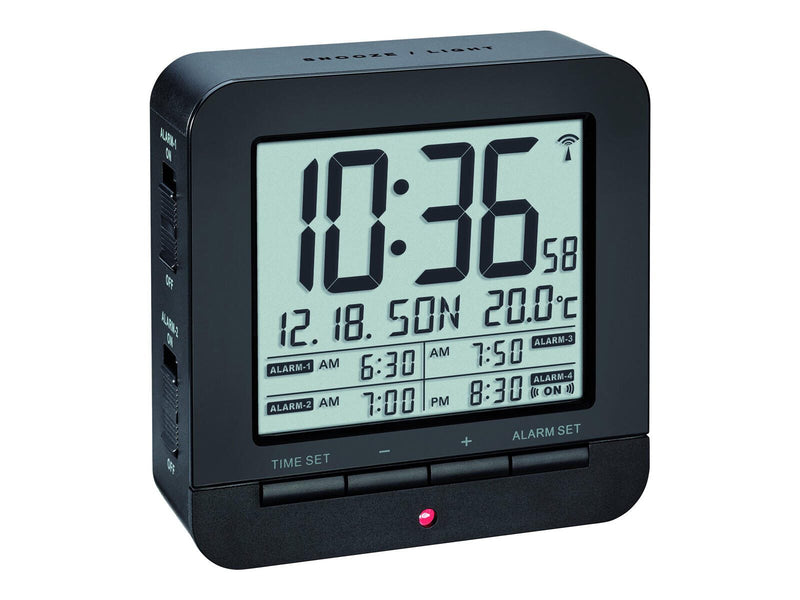 TFA® digitaler Funkwecker 60.2536.01 schwarz/silber