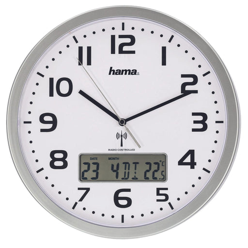 Hama Funkwanduhr Extra Ø 29.5 cm silber