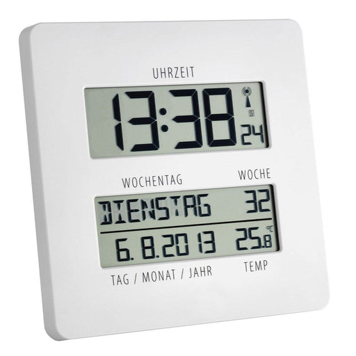 TFA® digitale Funkwanduhr TIMELINE weiß