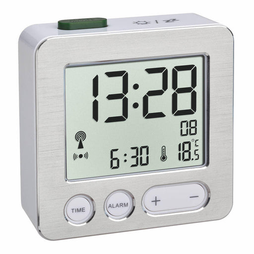 TFA® digitaler Funkwecker 60.2028 CHARGE IT WIRELESS silber