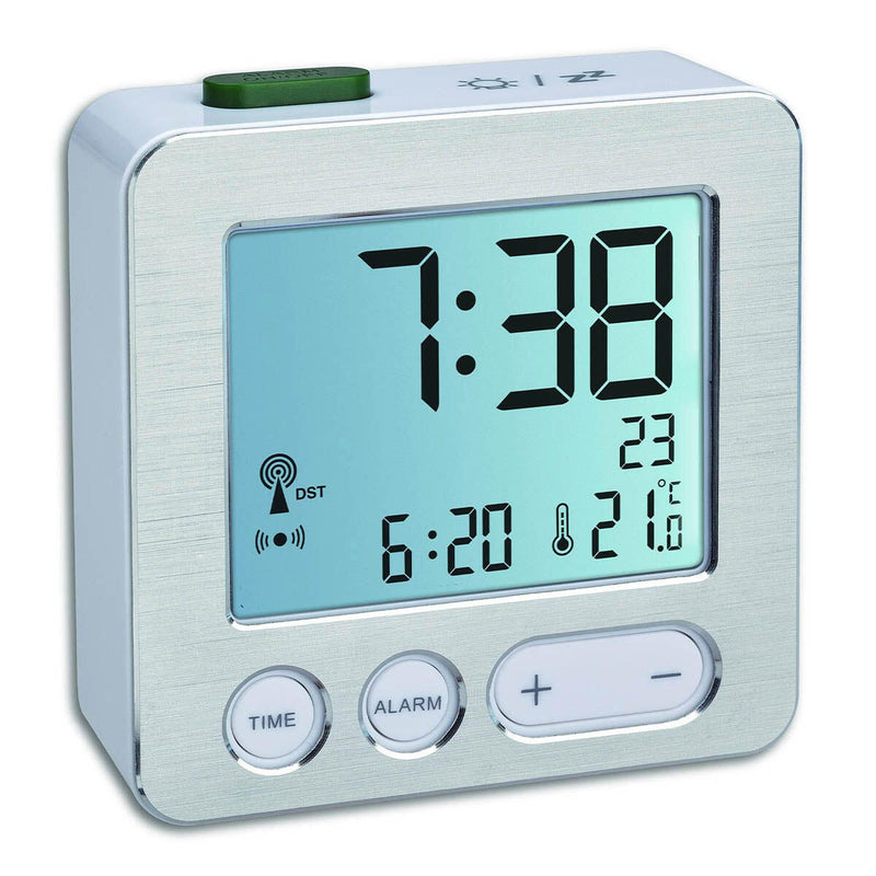 TFA® digitaler Funkwecker 60.2028 CHARGE IT WIRELESS silber