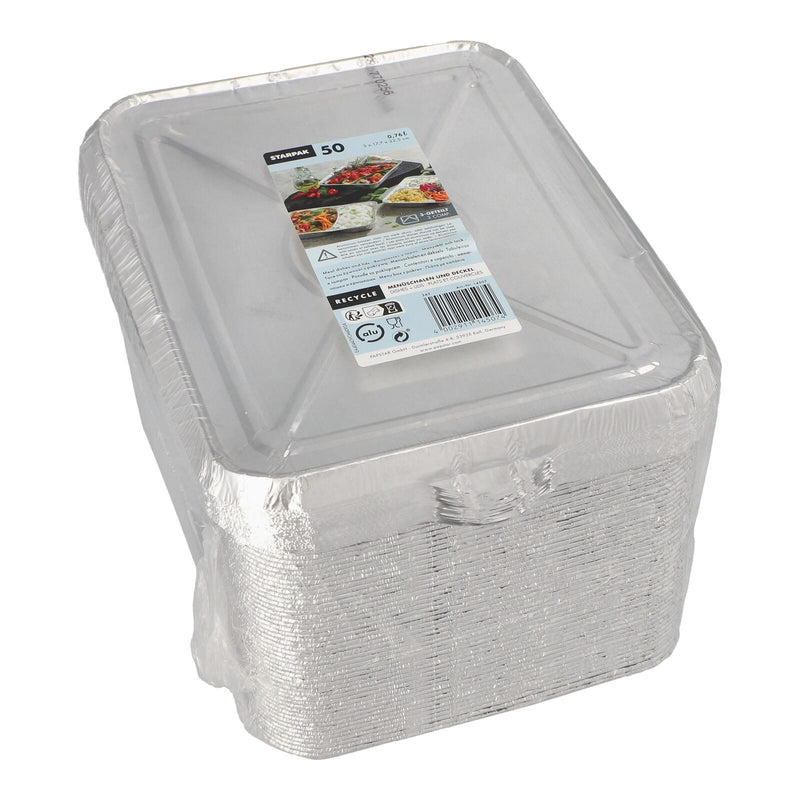 PAPSTAR Menüschalen mit Deckel 760,0 ml silber