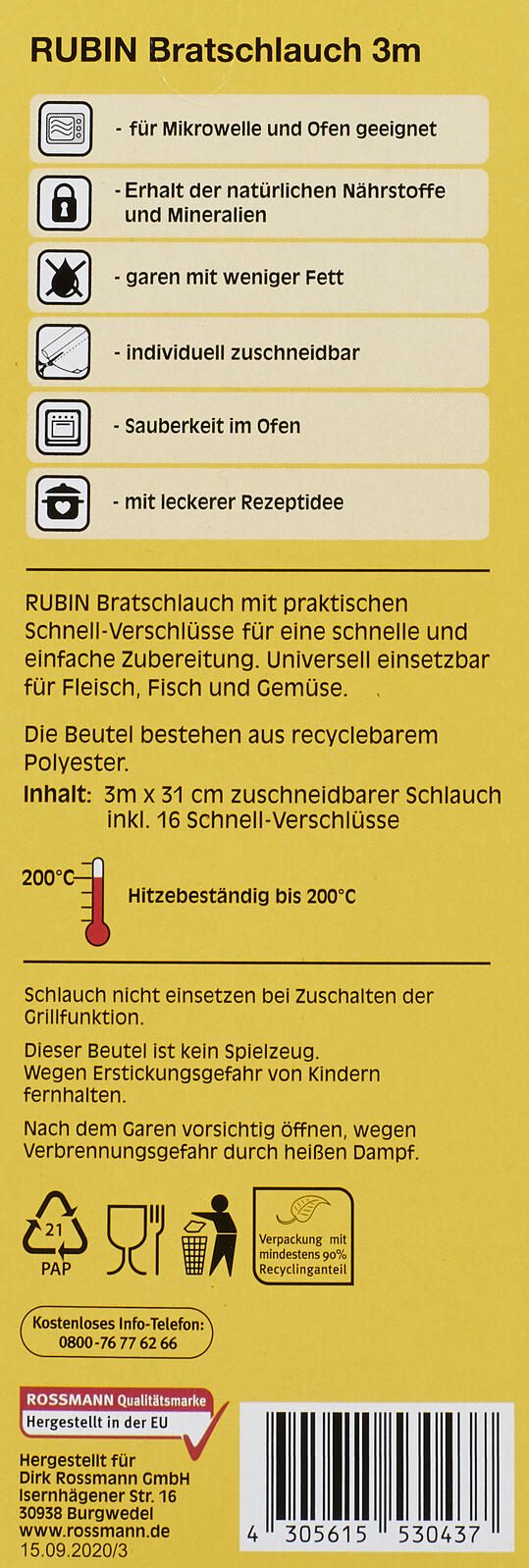 Rubin Bratschlauch 31 cm x 3,0 m