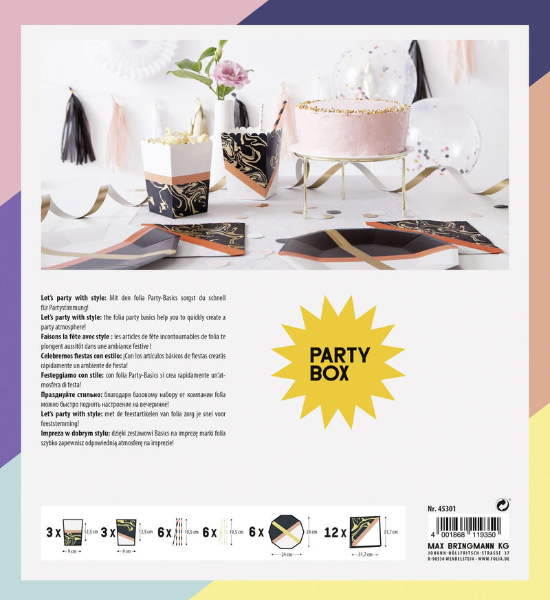 folia Marmoriert Party-Set mehrfarbig