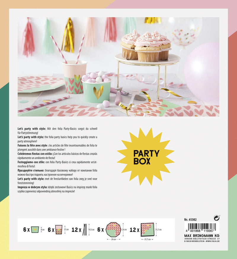 folia Herze Party-Set mehrfarbig