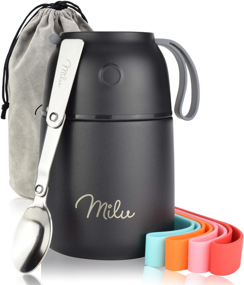 Milu Lunchbox-Set (9-tlg.) - 450 ml - schwarz