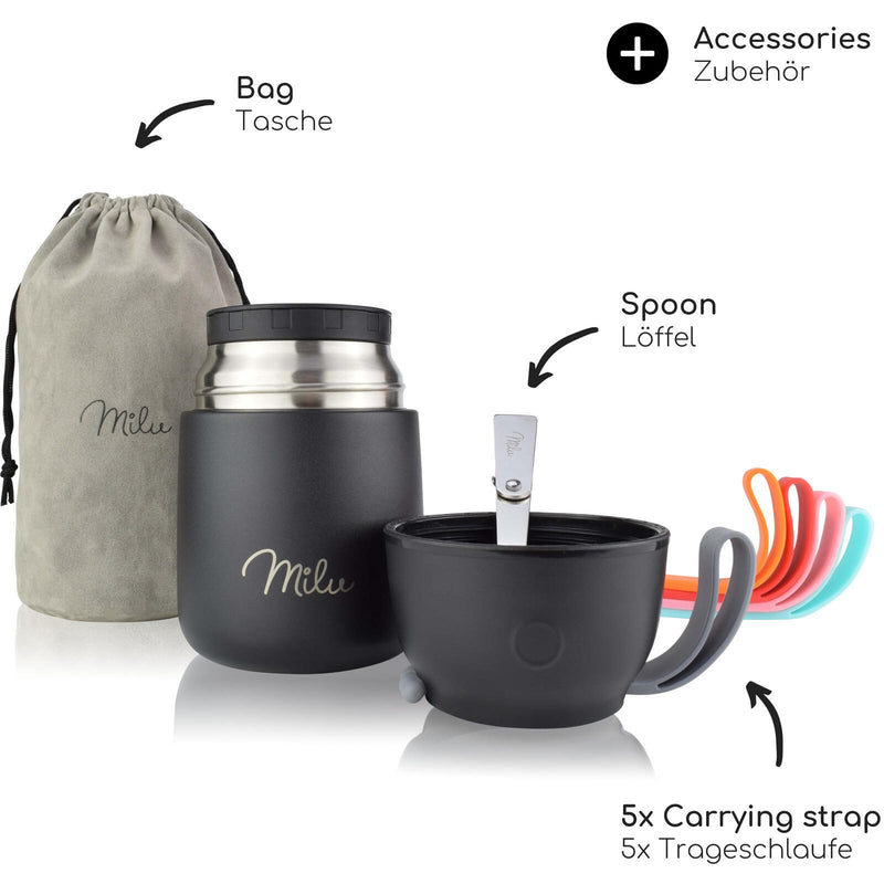 Milu Lunchbox-Set (9-tlg.) - 450 ml - schwarz