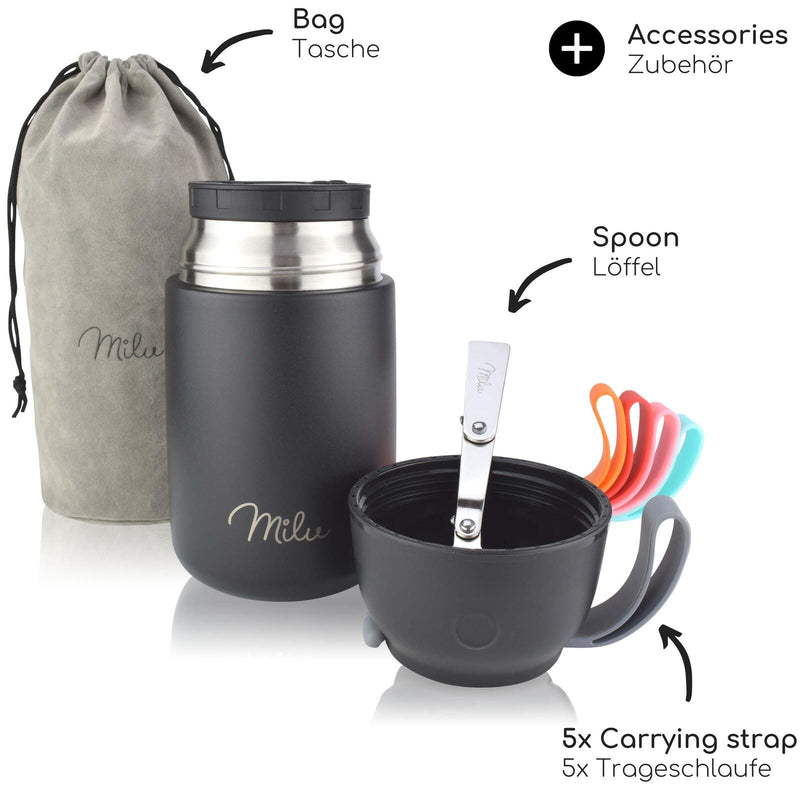 Milu Lunchbox-Set (9-tlg.) - 650 ml - schwarz